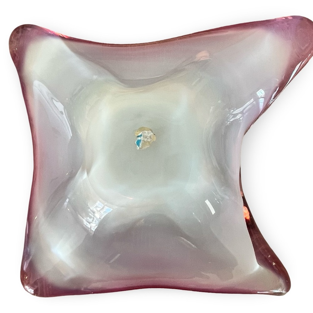 Vintage Fratelli Tosso Italian Murano Art Glass Pink White Gold Dish - Picture 8 of 11